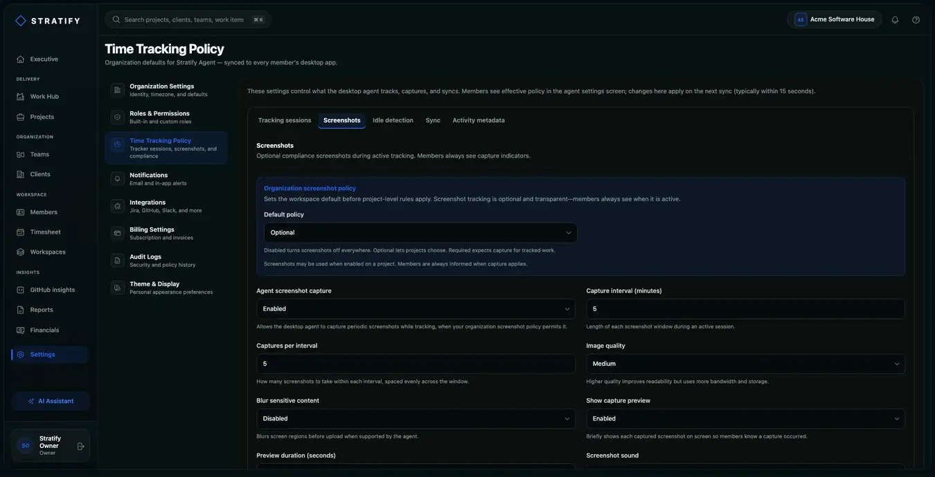 Screenshot settings
