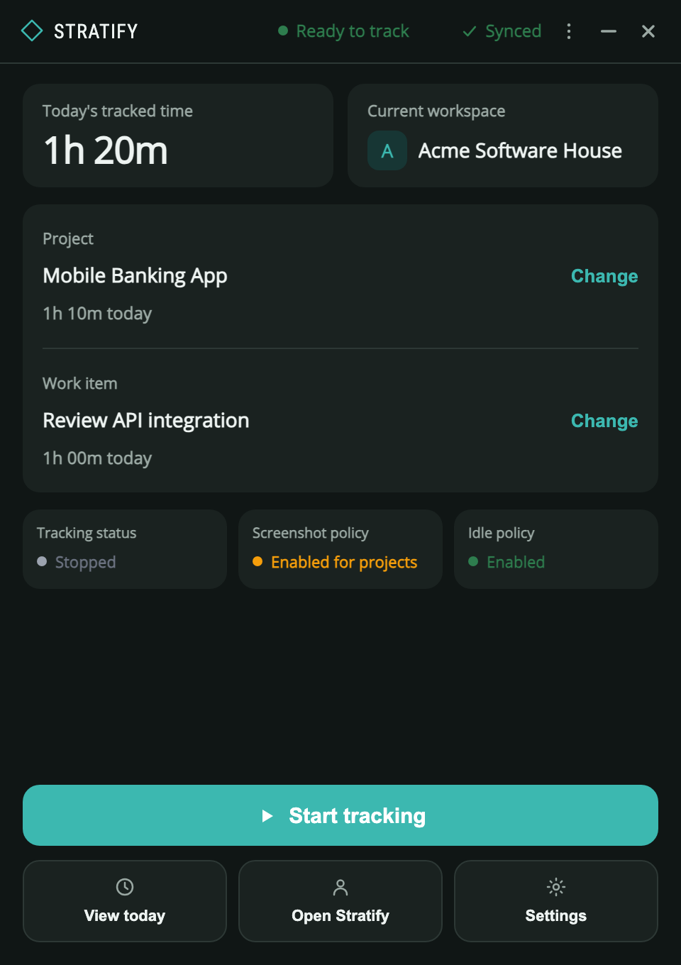 Stratify tracker home