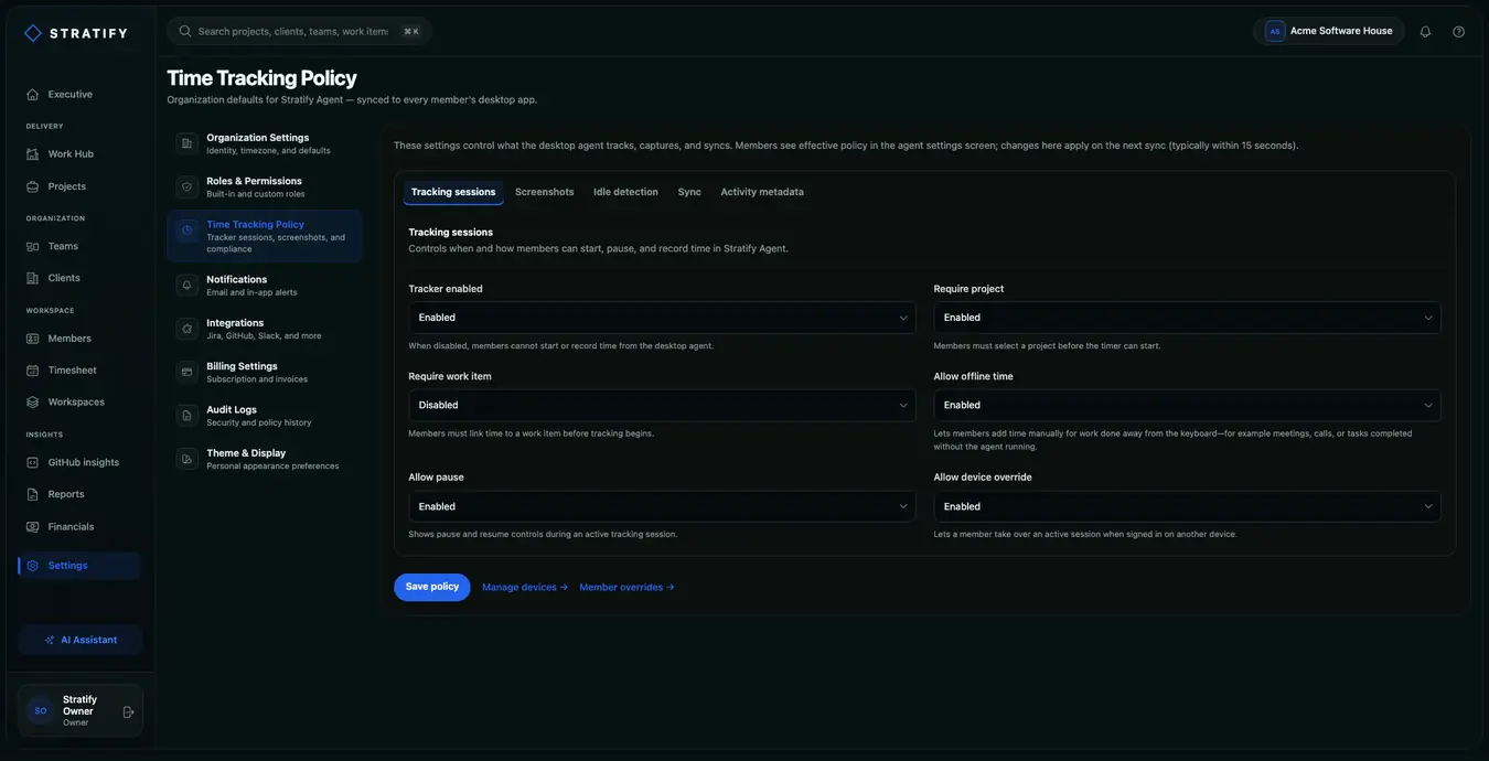 Tracker settings
